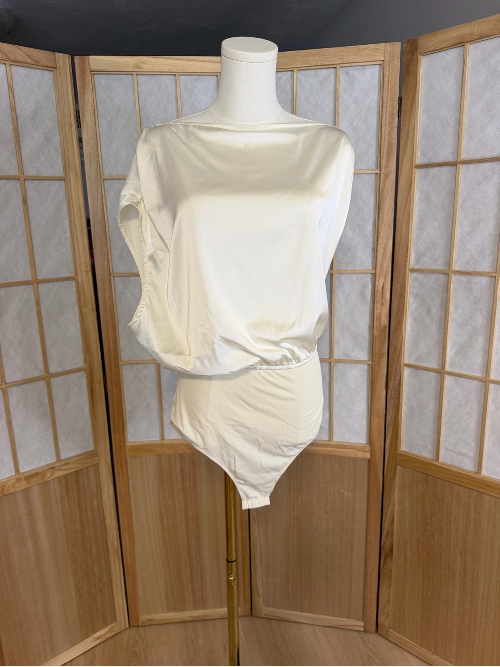 Cider Ivory Satin Boatneck Bodysuit